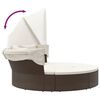 vidaXL Outdoor Lounge Bed with Canopy and Cushions Brown Poly Rattan