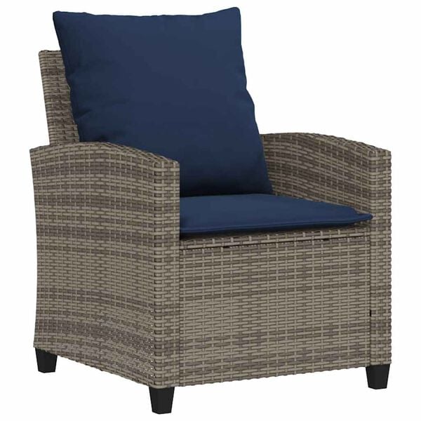 vidaXL 4 Piece Garden Sofa Set with Cushions Grey Poly Rattan