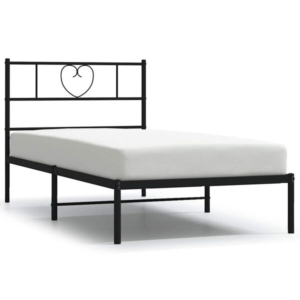 vidaXL Metal Bed Frame without Mattress with Headboard Black 100x190cm