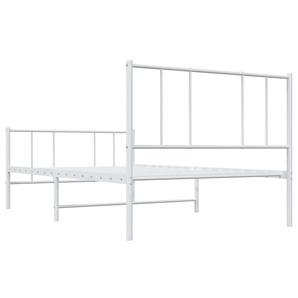 vidaXL Metal Bed Frame without Mattress with Footboard White 100x190cm