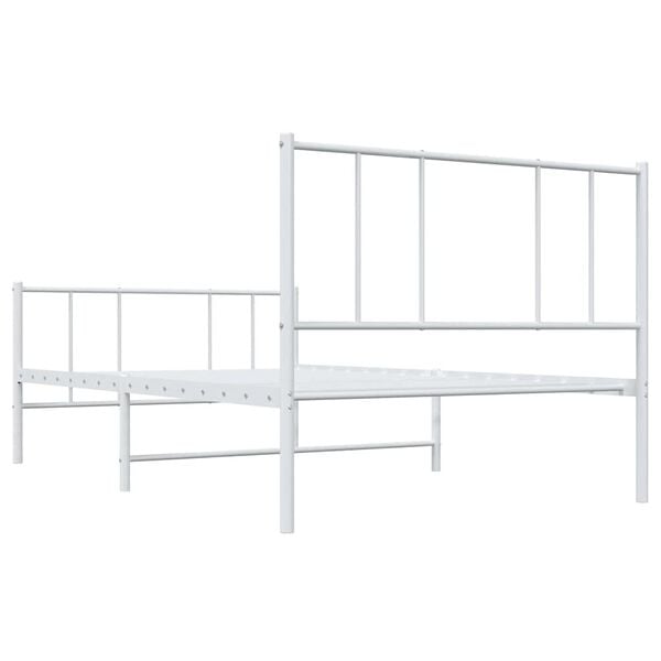 vidaXL Metal Bed Frame without Mattress with Footboard White 100x190cm