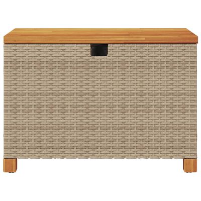 vidaXL Garden Storage Box Beige 80x40x48 cm Poly Rattan Acacia Wood