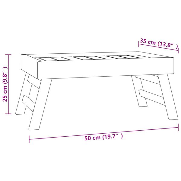 vidaXL Folding Tray 55x35x25 cm Solid Wood Teak