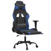vidaXL Gaming Chair with Footrest Black and Blue Faux Leather