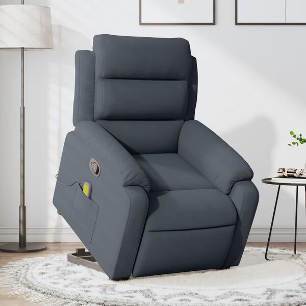 vidaXL Stand up Massage Recliner Chair Dark Grey Velvet