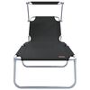 vidaXL Folding Sun Lounger with Canopy Steel and Fabric Black