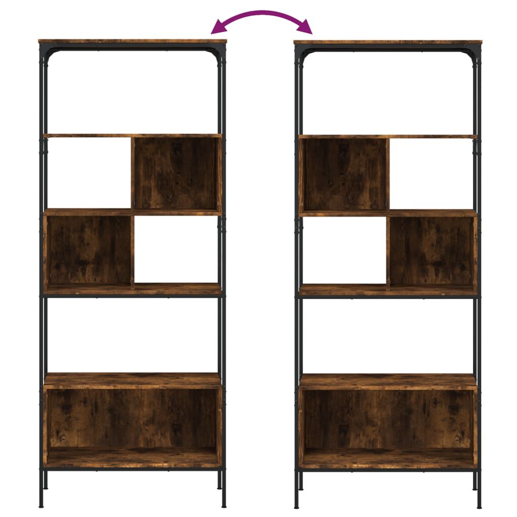 vidaXL Bookcase 5-Tier Smoked Oak 76x33x188.5 cm Engineered Wood