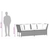 vidaXL Garden Sofa with Cushions Grey Poly Rattan