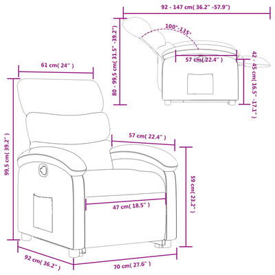 vidaXL Stand up Recliner Chair Dark Grey Fabric