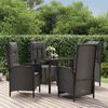 vidaXL 5 Piece Garden Dining Set with Cushions Black Poly Rattan