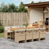 vidaXL 9 Piece Garden Dining Set with Cushions Beige Poly Rattan