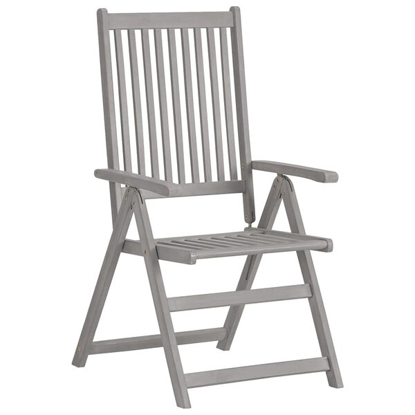 vidaXL 7 Piece Garden Dining Set Solid Acacia Wood Grey