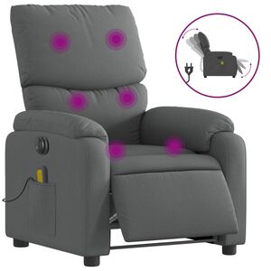 vidaXL Electric Massage Recliner Chair Dark Grey Fabric