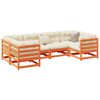 vidaXL 6 Piece Garden Sofa Set with Cushions Wax Brown Solid Wood Pine
