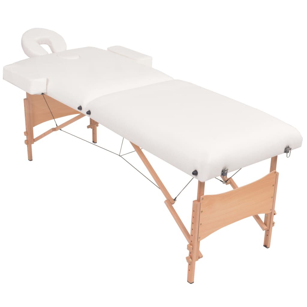 vidaXL 2-Zone Folding Massage Table and Stool Set 10 cm Thick White