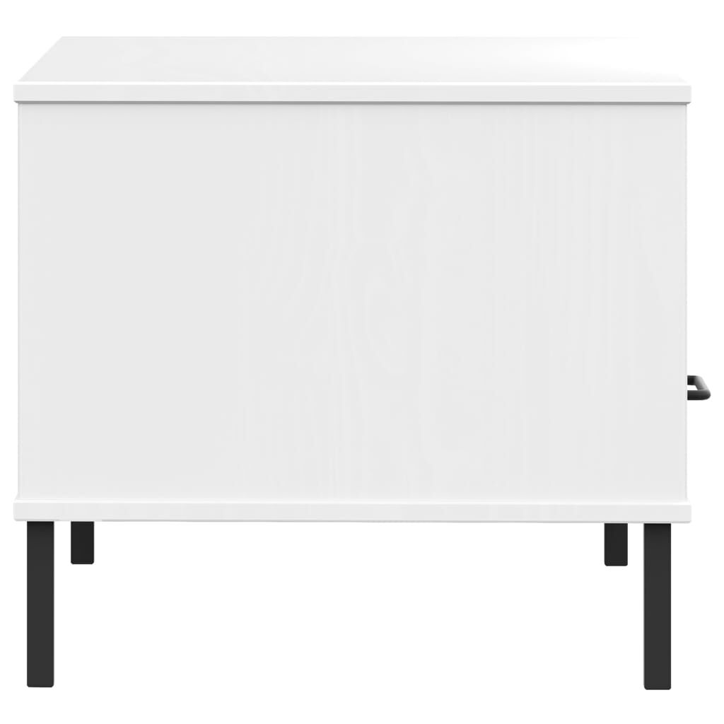 vidaXL Coffee Table with Metal Legs White 85x50x45cm Solid Wood OSLO