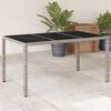 vidaXL Garden Table with Glass Top Light Grey 150x90x75 cm Poly Rattan