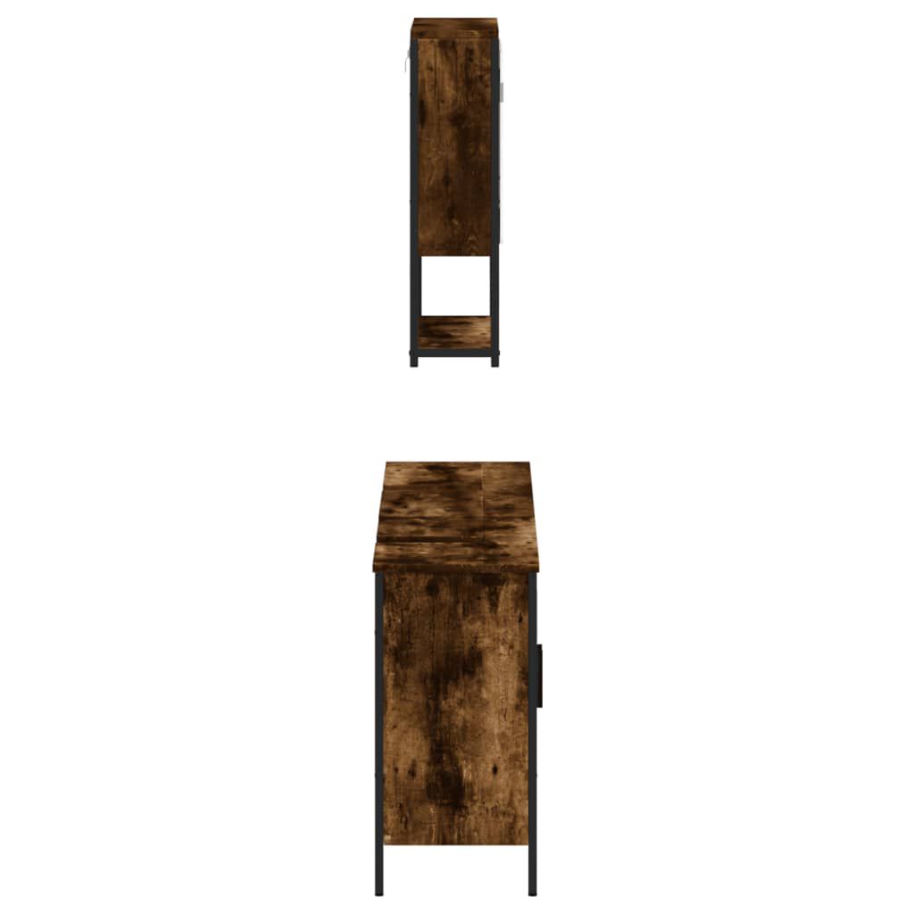 vidaXL 3 Piece Bathroom Furniture Set Smoked Oak Engineered Wood