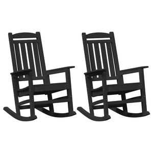 vidaXL Garden Rocking Chair 2 pcs Black 70 x 92 x 108cm Plastic