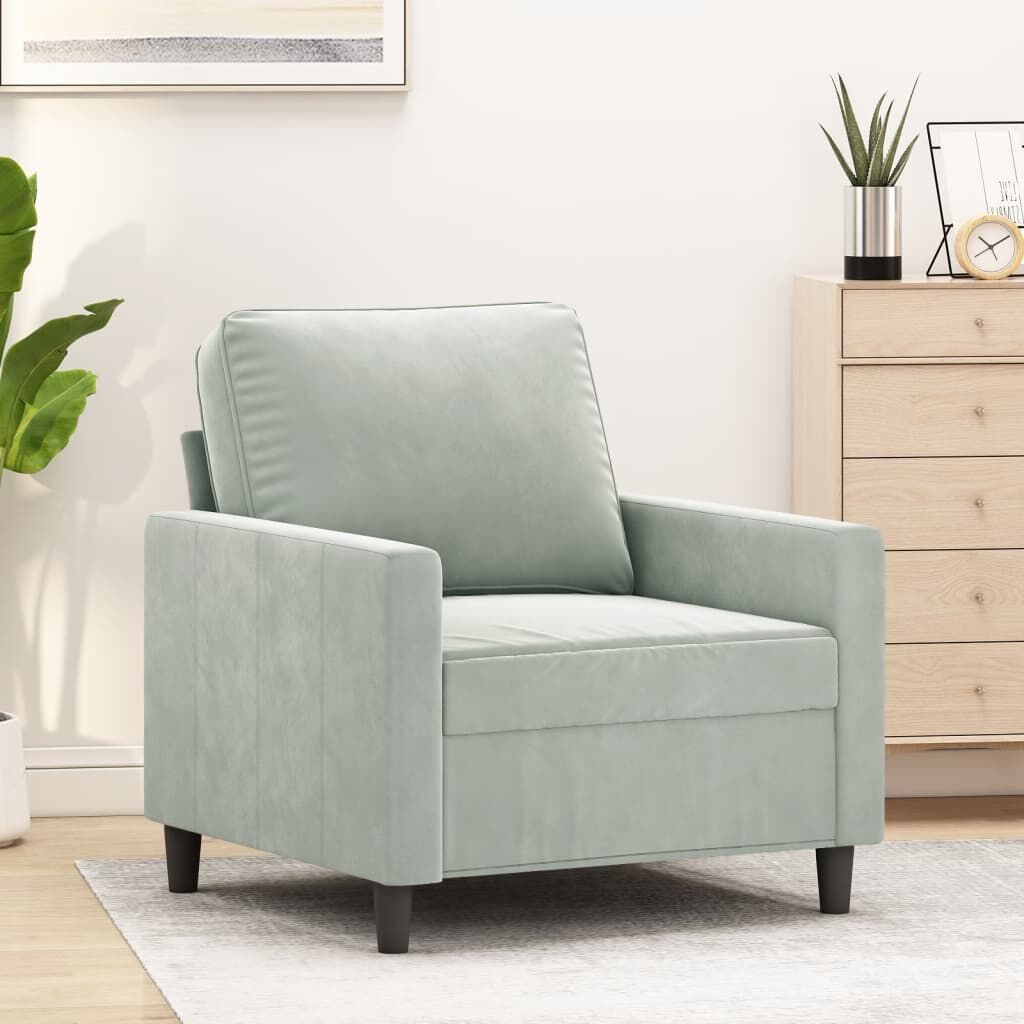vidaXL Sofa Chair Light Grey 60 cm Velvet