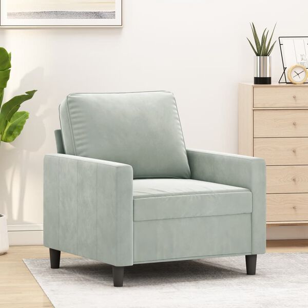vidaXL Sofa Chair Light Grey 60 cm Velvet