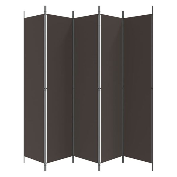 vidaXL 5-Panel Room Divider Brown 250x220 cm Fabric