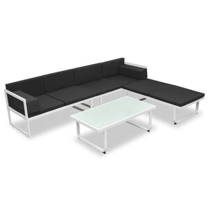 vidaXL 4 Piece Garden Lounge Set with Cushions Aluminium Black