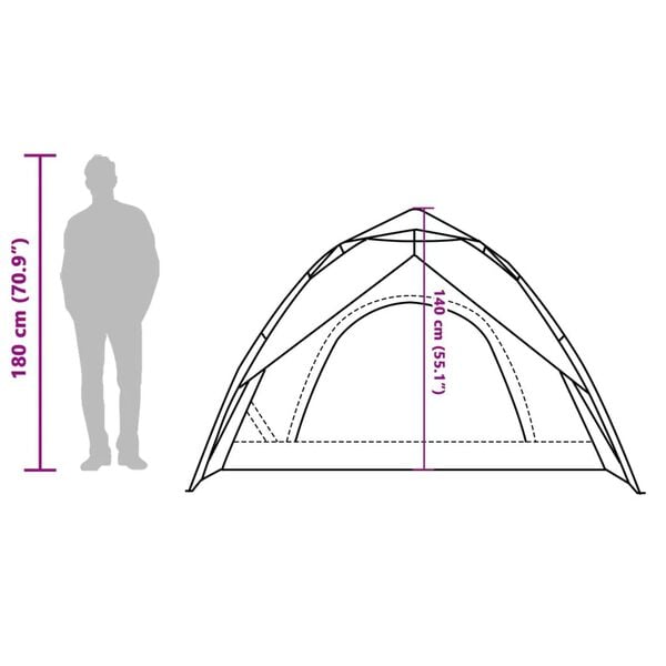 vidaXL Camping Tent Dome 4-Person White Blackout Fabric Quick Release