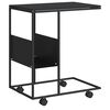 vidaXL Side Table with Wheels Black 55x36x63,5 cm Engineered Wood