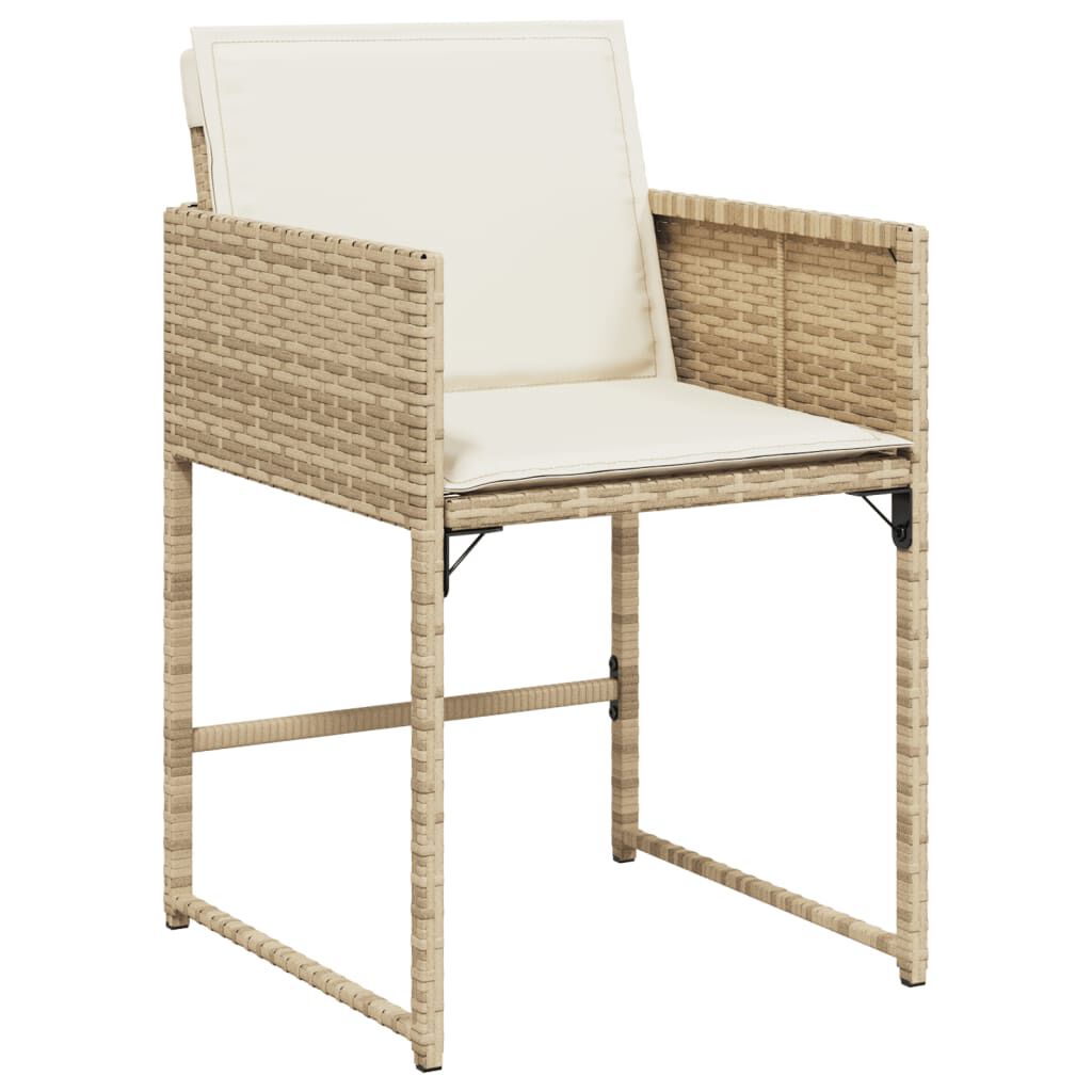 vidaXL 7 Piece Garden Dining Set with Cushions Beige Poly Rattan