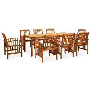 vidaXL 9 Piece Garden Dining Set with Cushions Solid Acacia Wood