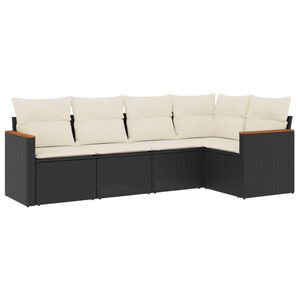 vidaXL 5 Piece Garden Sofa Set with Cushions Black Poly Rattan
