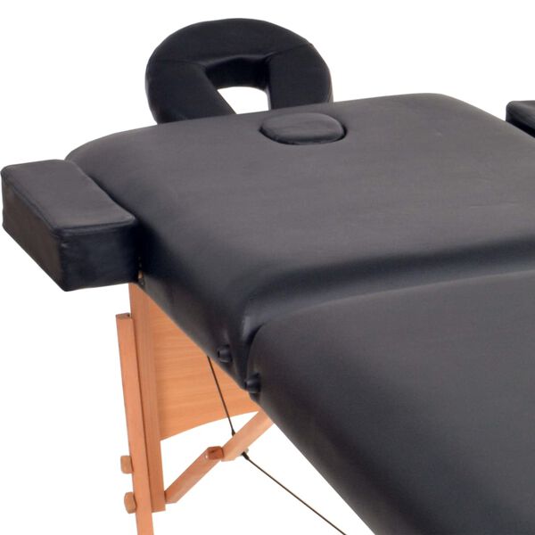 vidaXL 2-Zone Folding Massage Table 10 cm Thick Black