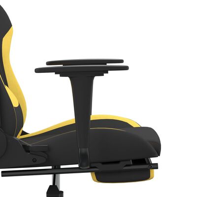 vidaXL Massage Gaming Chair with Footrest Black and Yellow Fabric