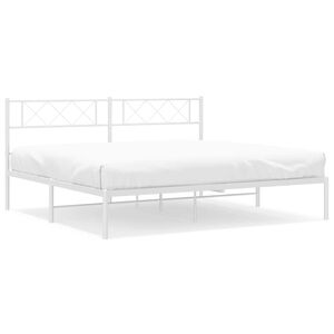 vidaXL Metal Bed Frame without Mattress with Headboard White 193x203cm