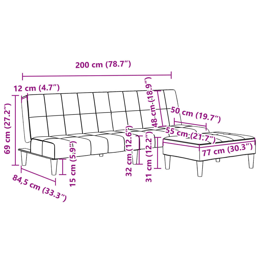 vidaXL 2-Seater Sofa Bed with Footstool Dark Green Velvet