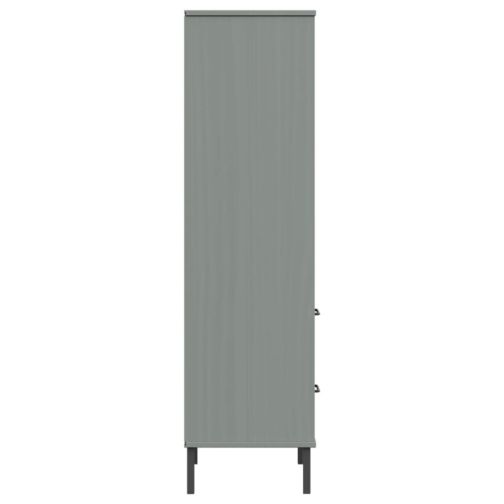 vidaXL Bookcase with 2 Drawers Grey 60x35x128.5 cm Solid Wood OSLO