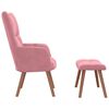 vidaXL Relaxing Chair with a Stool Pink Velvet