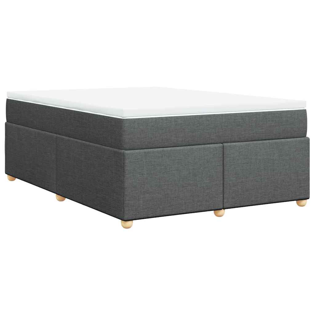 vidaXL Box Spring Bed with Mattress Dark Grey Queen Fabric