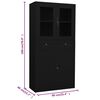 vidaXL Office Cabinet Black 90x40x180 cm Steel and Tempered Glass