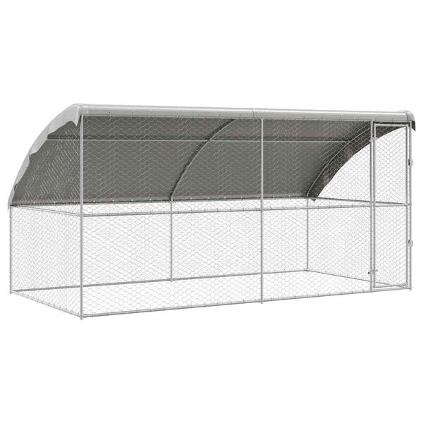 vidaXL Dog Kennel with Storage 2 pcs Silver 4 x 2 x 2 m Steel
