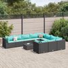 vidaXL 11 Piece Garden Sofa Set with Cushions Black Poly Rattan