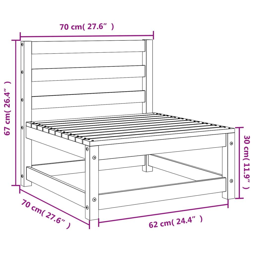 vidaXL Garden Sofas Armless 2 pcs 70x70x67 cm Solid Wood Pine