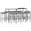 vidaXL 11 Piece Garden Bar Set with Cushions Grey Poly Rattan