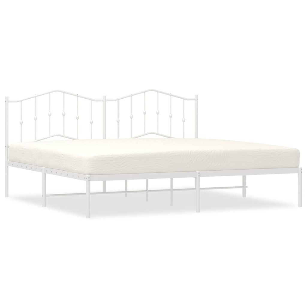 vidaXL Metal Bed Frame without Mattress with Headboard White 193x203cm