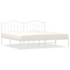 vidaXL Metal Bed Frame without Mattress with Headboard White 193x203cm