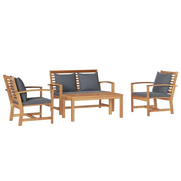 vidaXL Garden Sofa Set 4 pcs Natural Solid teak wood