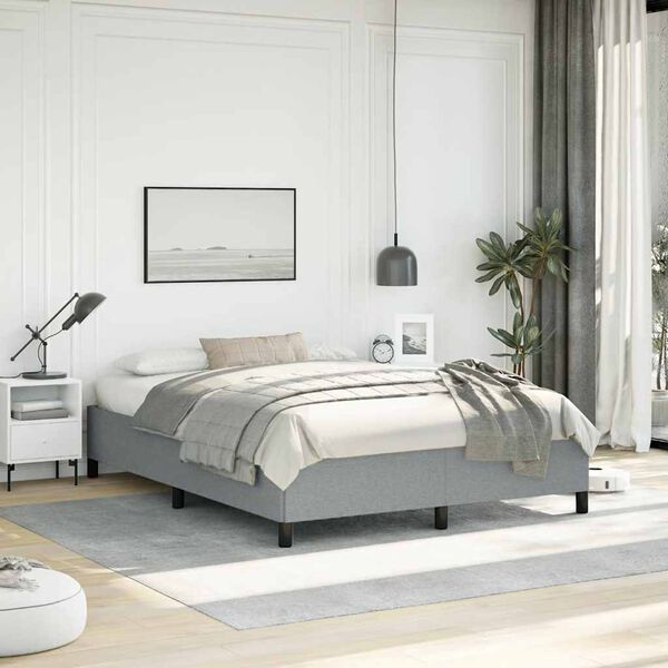 vidaXL Bed Frame without Mattress Light Grey 152x203 cm Queen Fabric