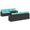 vidaXL Garden Sofa Set with Storage 9 pcs Black Poly rattan