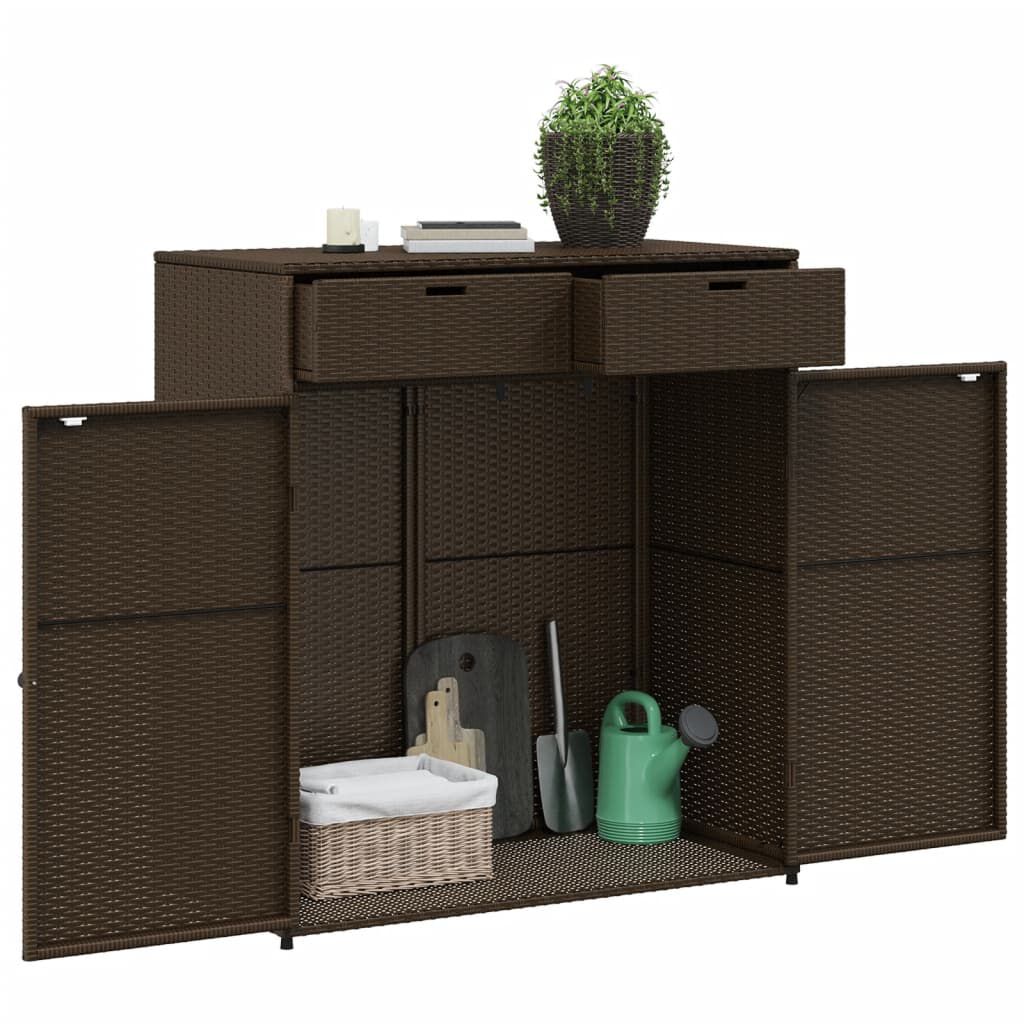 vidaXL Garden Storage Cabinet Brown 105x55x113 cm Poly Rattan